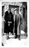 Dr. Walter J. Urben and his mother in front  of his Nakoma Rd. home in Madison.</P